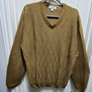 CYPRESS LINKS Men's Golden Brown Long Sleeve V-Neck Sweater, XL